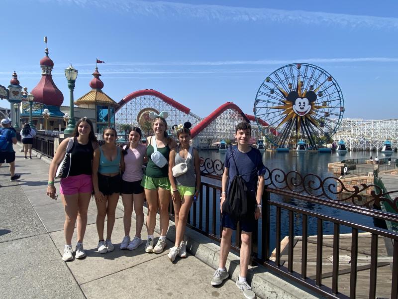 Mariner BPA eighth graders enjoy time at Disneyland/California Adventure Park. Gathered are (l-r) Elena Booth, Macy Davis, Kate Hill, Ariel King, Emily Wells and Caleb Marcus.